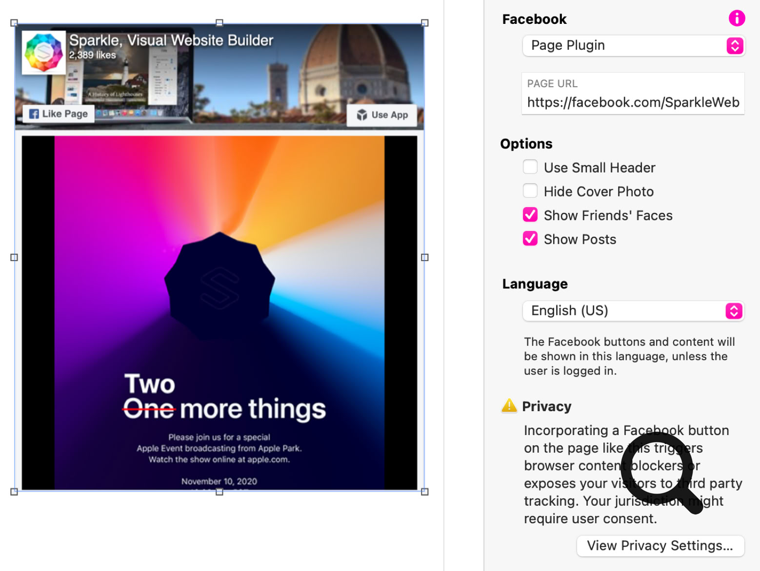 The Facebook page plugin